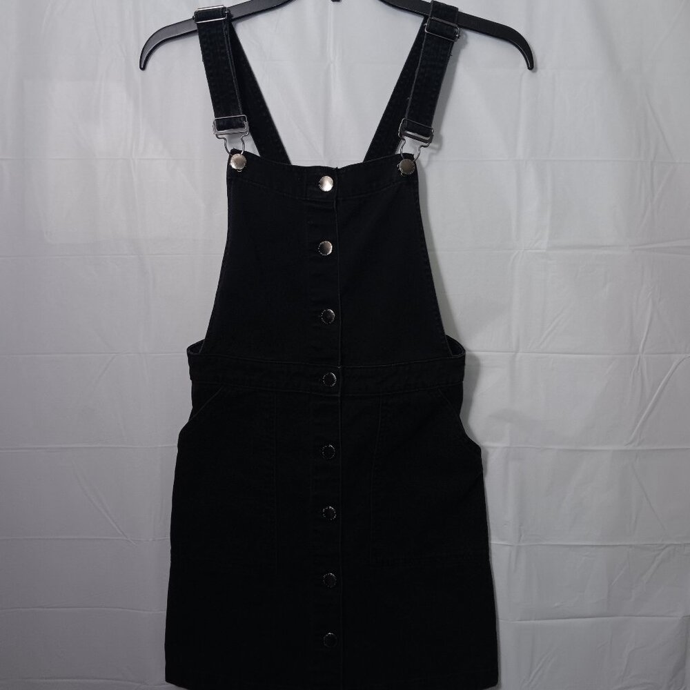 DIVIDED STRAPPY BUTTON DOWN BLACK DENIM DRESS - image 1
